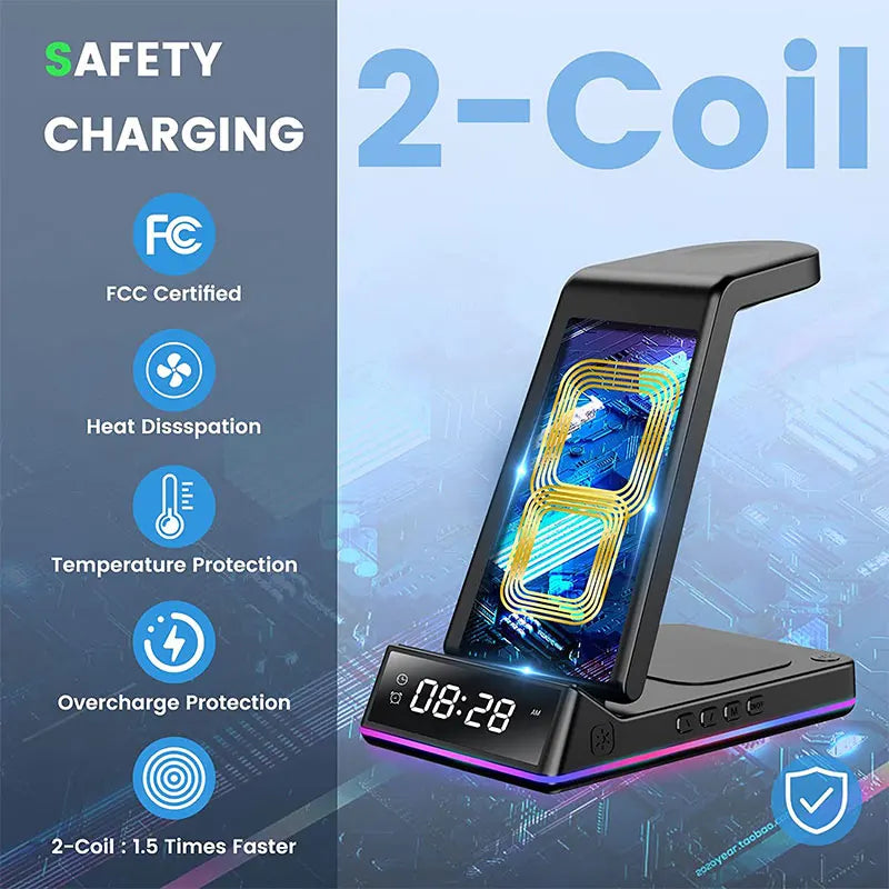 Foldable Wireless Fast Charger Stand with RGB Light