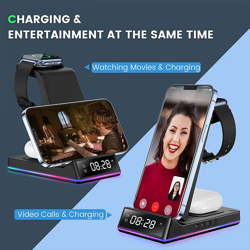 Foldable Wireless Fast Charger Stand with RGB Light