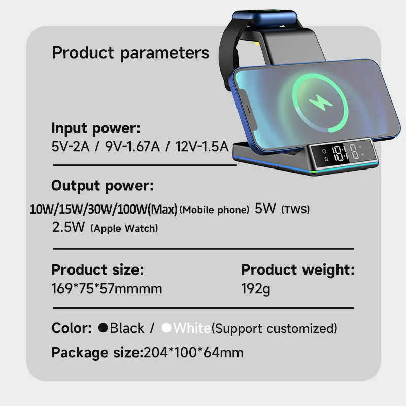 Foldable Wireless Fast Charger Stand with RGB Light